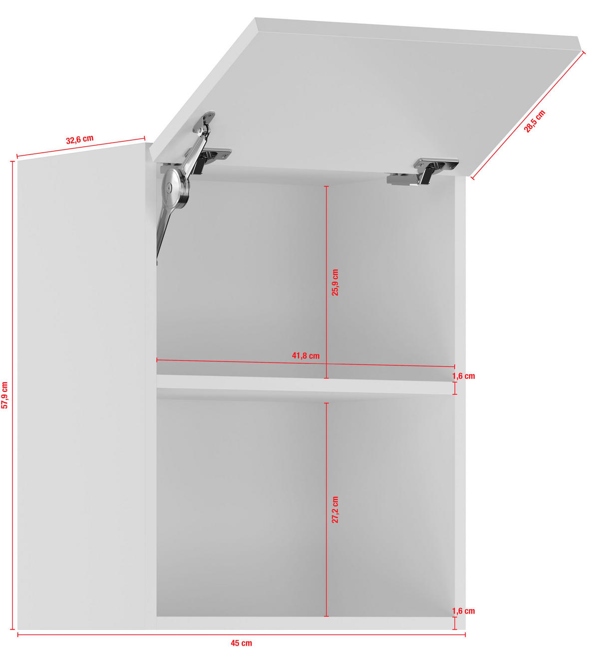 KÜCHENOBERSCHRANK 45/57,9/34,2 cm  in Weiß  - Edelstahlfarben/Weiß, Basics, Holzwerkstoff/Metall (45/57,9/34,2cm) - Impuls