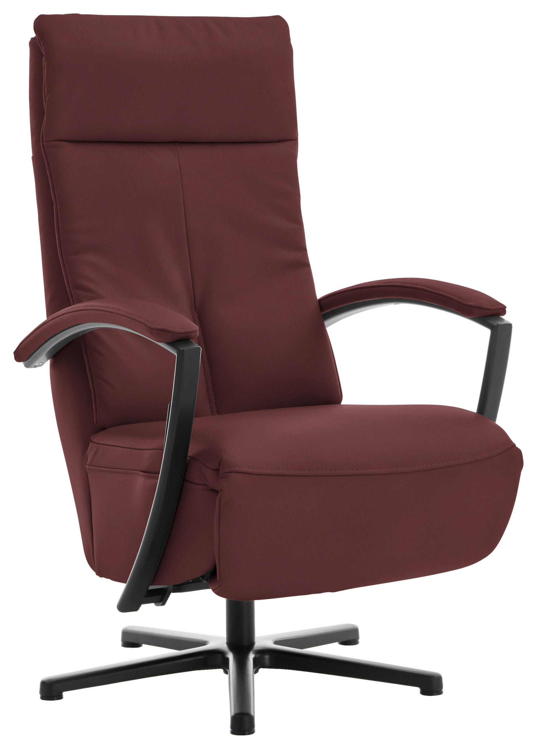 RELAXSESSEL in Leder Beere  - Beere/Schwarz, Design, Leder/Metall (76/112/83cm) - Beldomo Speed