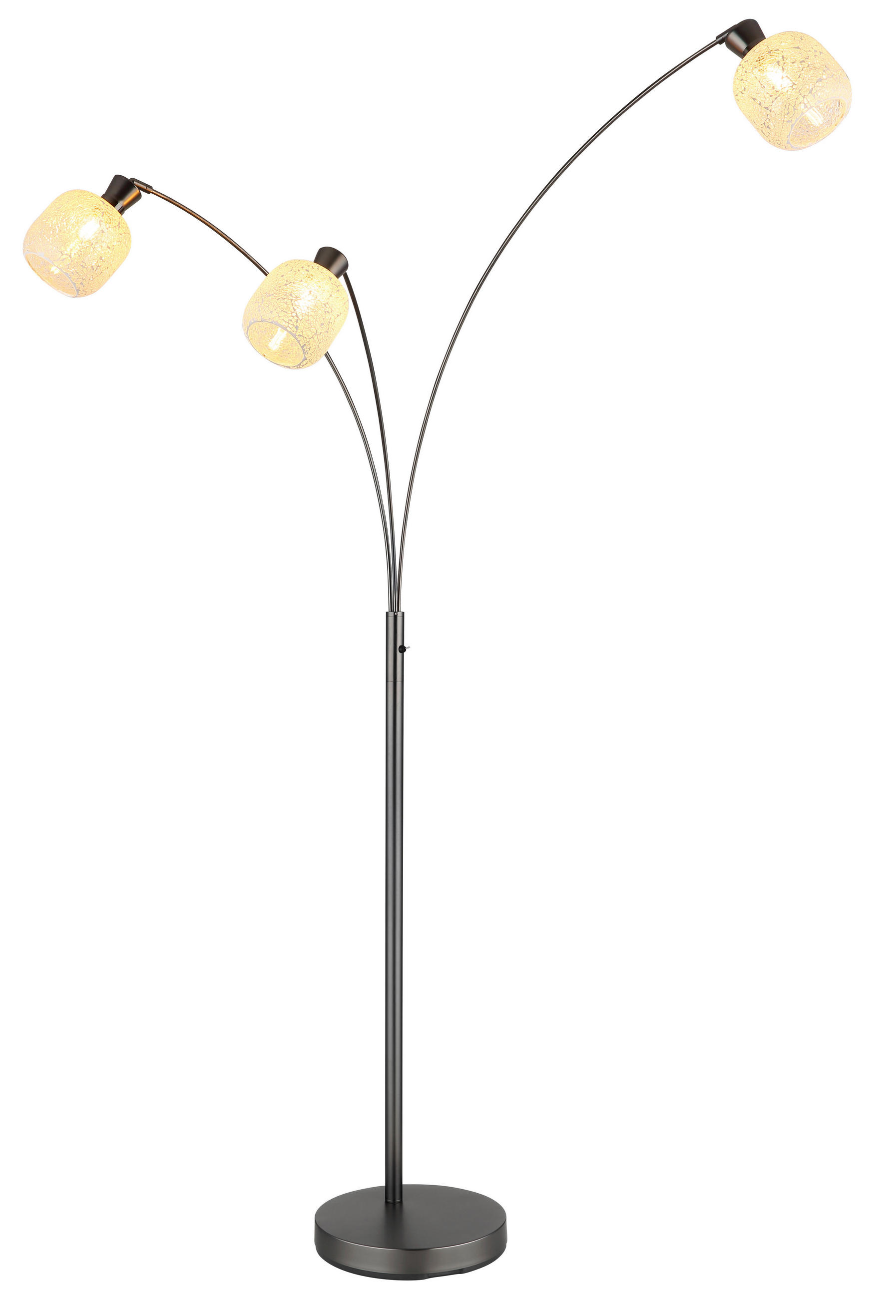 STEHLEUCHTE BROKANA 84,5/100/200,5 cm  - Klar/Schwarzchrom, Design, Glas/Kunststoff (84,5/100/200,5cm) - Globo