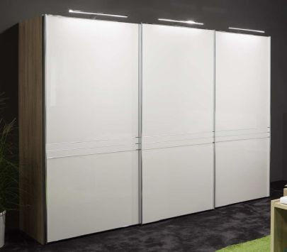 ORMAR - VISEĆA KLIZNA VRATA sonoma hrast 249/222/68 cm - boja hroma/sonoma hrast, Dizajnerski, staklo/metal (249/222/68cm) - Moderano
