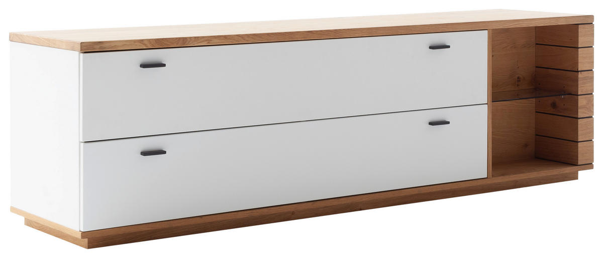 LOWBOARD  in 201/60/50 cm  - Wildeiche/Weiss, Design, Glas/Holz (201/60/50cm) - Novel