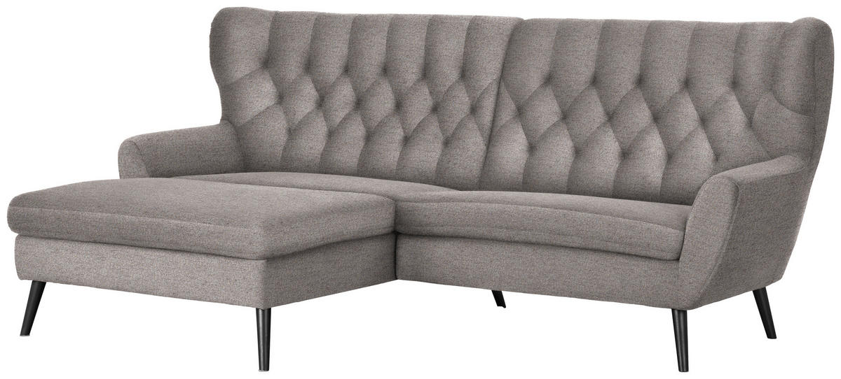 ECKSOFA in Flachgewebe Taupe  - Taupe/Schwarz, Design, Holz/Textil (165/237cm) - Stylife