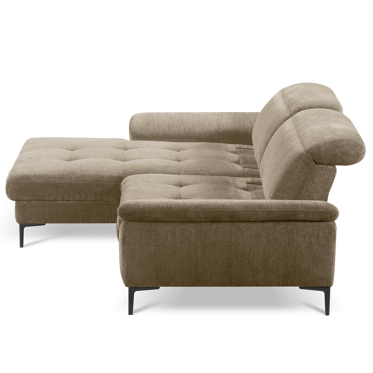 ECKSOFA  Webstoff Taupe  - Taupe/Schwarz, Design, Textil/Metall (195/268cm) - Livetastic