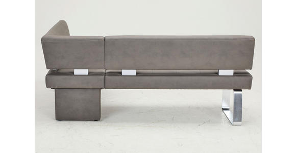 ECKBANK 203/156 cm Mikrofaser Anthrazit   - Edelstahlfarben/Anthrazit, Design, Textil/Metall (203/156cm) - Moderano