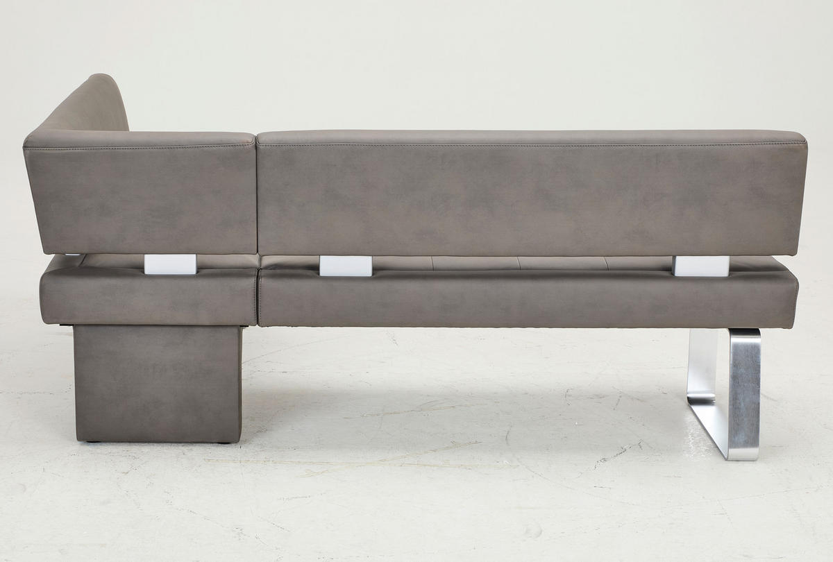 ECKBANK 203/156 cm Mikrofaser Anthrazit   - Edelstahlfarben/Anthrazit, Design, Textil/Metall (203/156cm) - Moderano