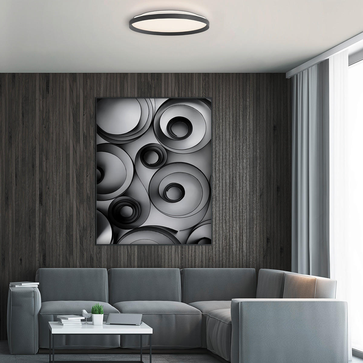 LED-DECKENLEUCHTE Ringlede 40/7 cm   - Schwarz, KONVENTIONELL, Kunststoff/Metall (40/7cm)