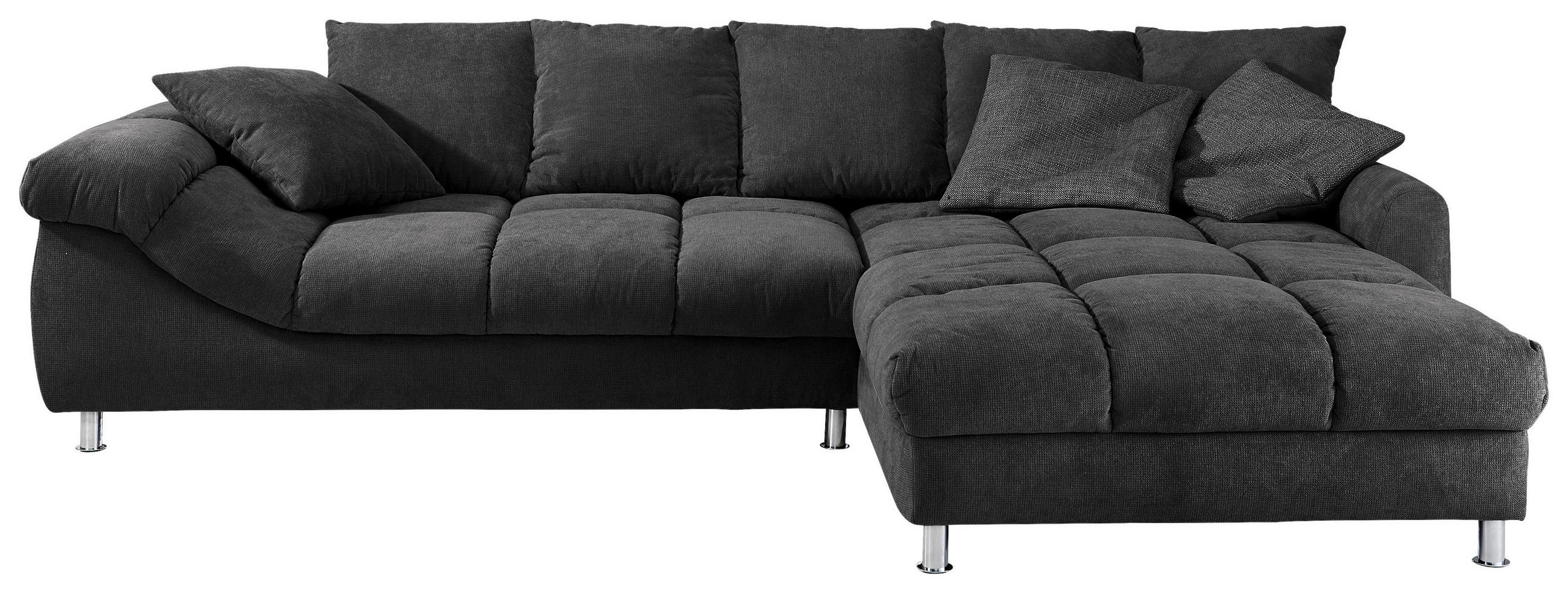 ECKSOFA in Webstoff Schwarz - Chromfarben/Schwarz, Design, Textil/Metall (337/228cm) - Carryhome