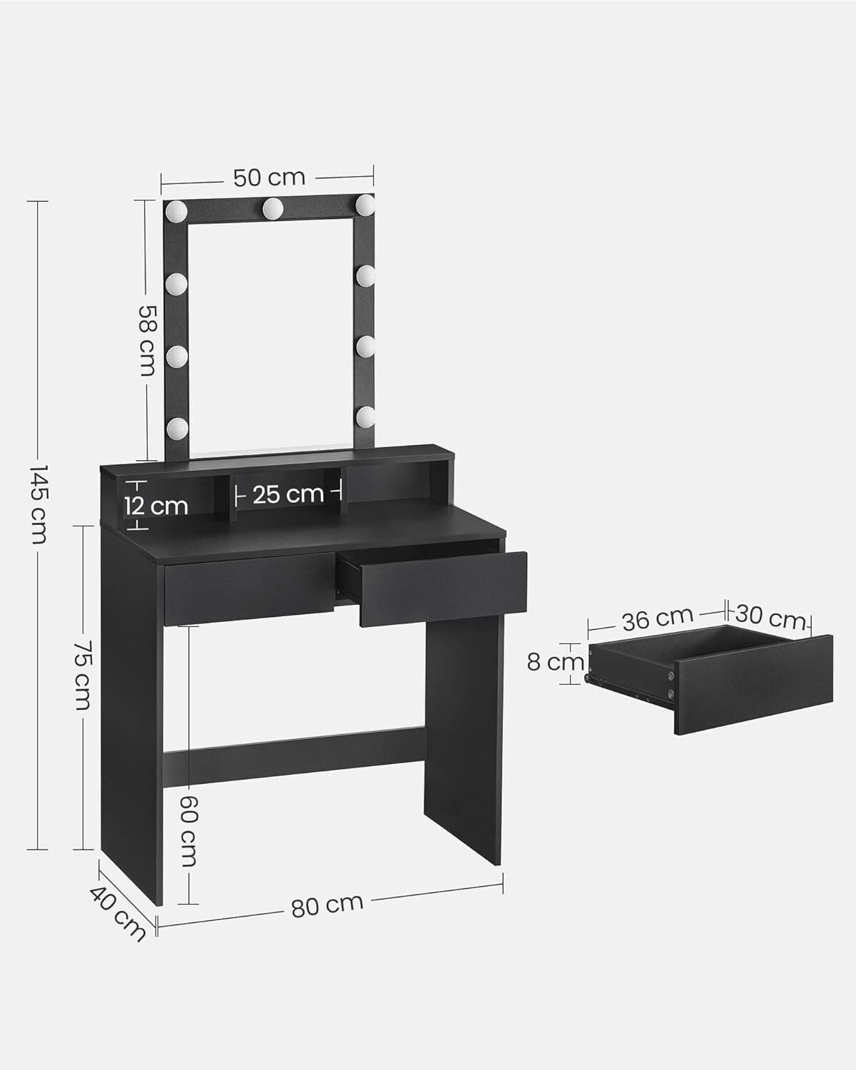 TOALETNÝ STOLÍK, čierna, 80/40/145 cm - čierna, Trend, kompozitné drevo/sklo (80/40/145cm) - Boxxx