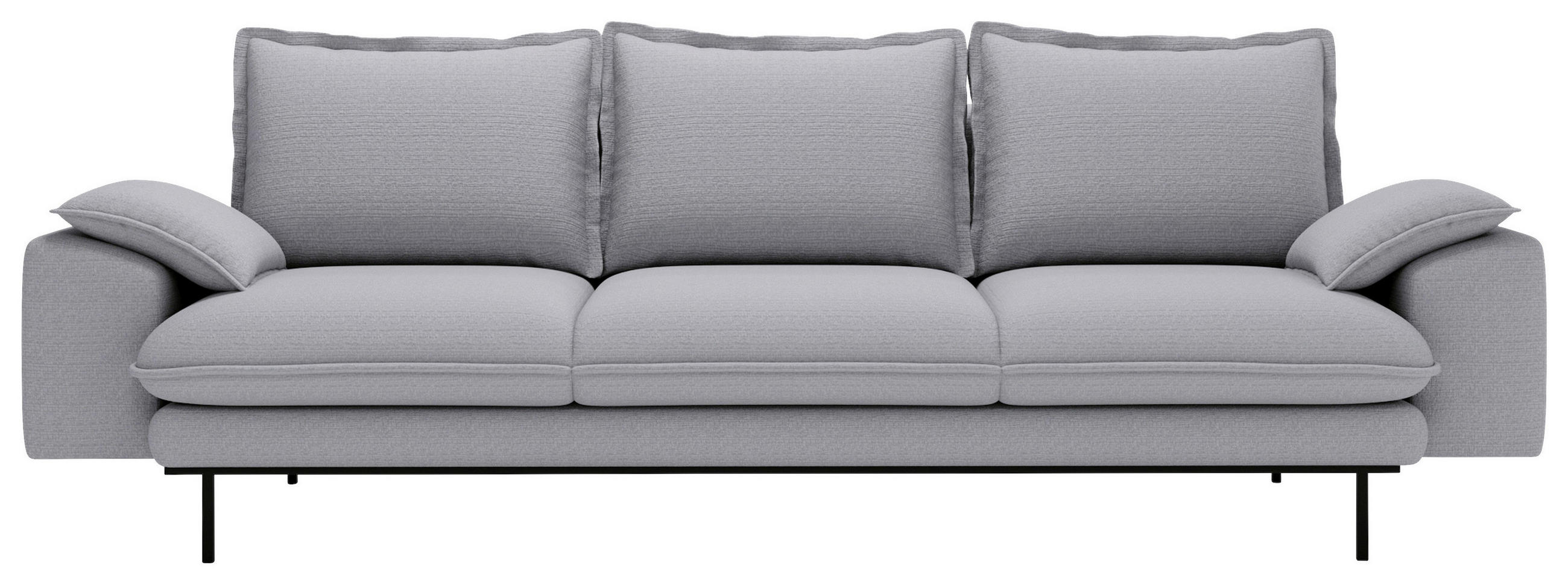 3-SITZER-SOFA Struktur Hellgrau  - Hellgrau/Schwarz, Design, Textil/Metall (267/92/97cm) - Livetastic