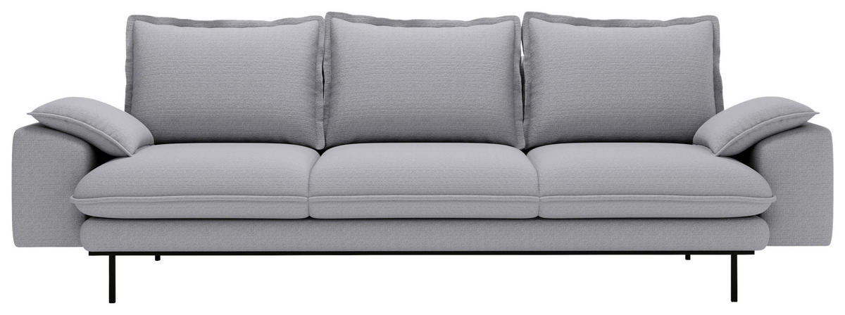 3-SITZER-SOFA Struktur Hellgrau  - Hellgrau/Schwarz, Design, Textil/Metall (267/92/97cm) - Livetastic