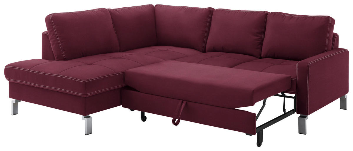 ECKSOFA in Mikrofaser Beere  200/229 cm  - Chromfarben/Beere, Design, Textil/Metall (200/229cm) - Pure Home Lifestyle