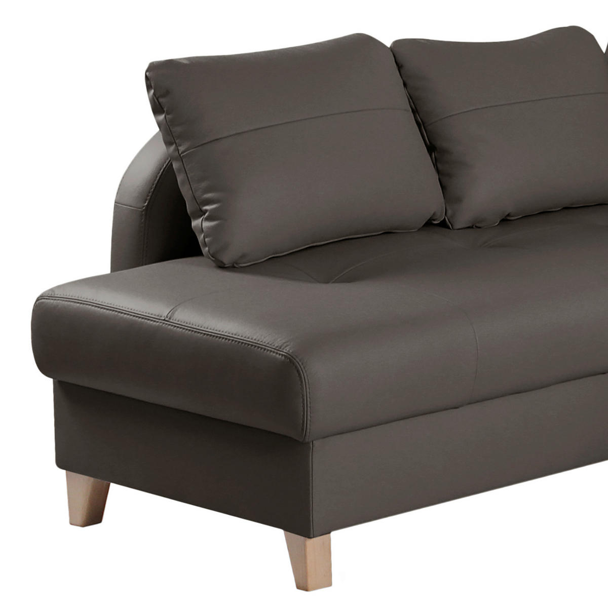 ECKSOFA Dunkelbraun Echtleder Lederlook  - Dunkelbraun/Buchefarben, Design, Leder/Holz (227/168cm) - Livetastic