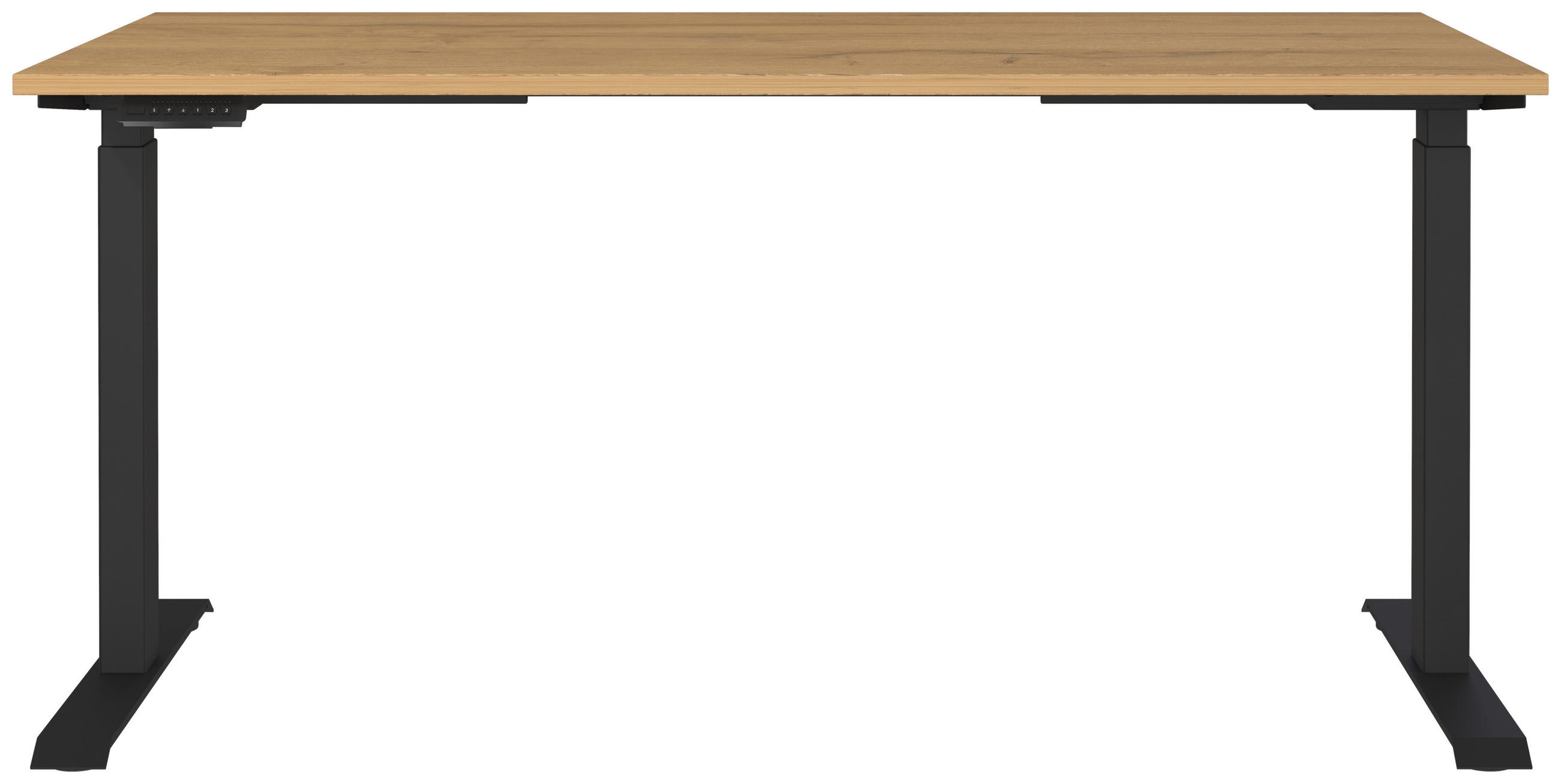 SCHREIBTISCH 160/80/72-118 cm  in Schwarz, Eichefarben, Braun  - Eichefarben/Schwarz, MODERN, Holzwerkstoff/Metall (160/80/72-118cm) - Novel