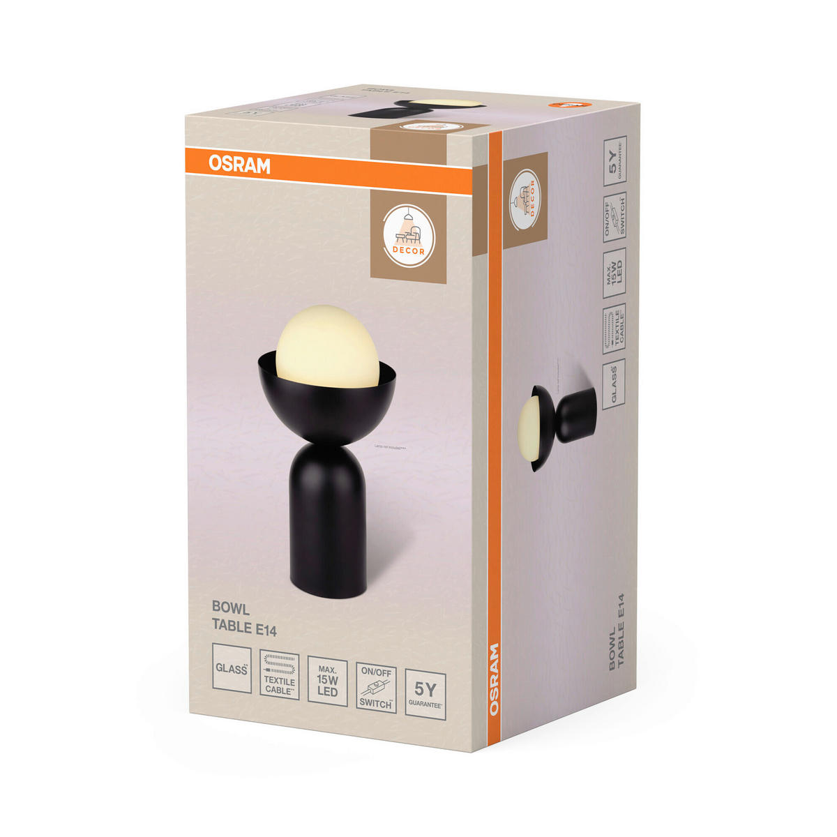 TISCHLEUCHTE 20/36,5 cm   - Schwarz, Basics, Glas/Metall (20/36,5cm) - Osram