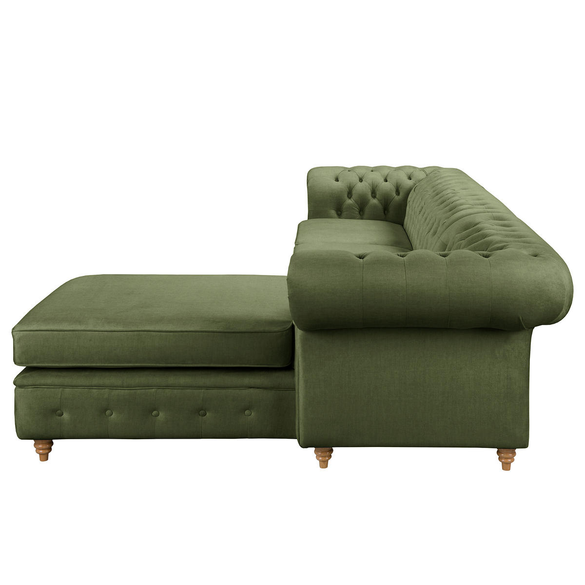 ECKSOFA Laura in Mikrofaser Dunkelgrün  284/182 cm  - Dunkelgrün/Creme, Design, Holz/Textil (284/182cm) - P & B