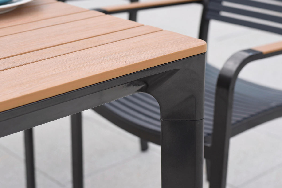 GARTENTISCHGRUPPE  - Graphitfarben/Naturfarben, KONVENTIONELL, Kunststoff/Metall - Gardenson