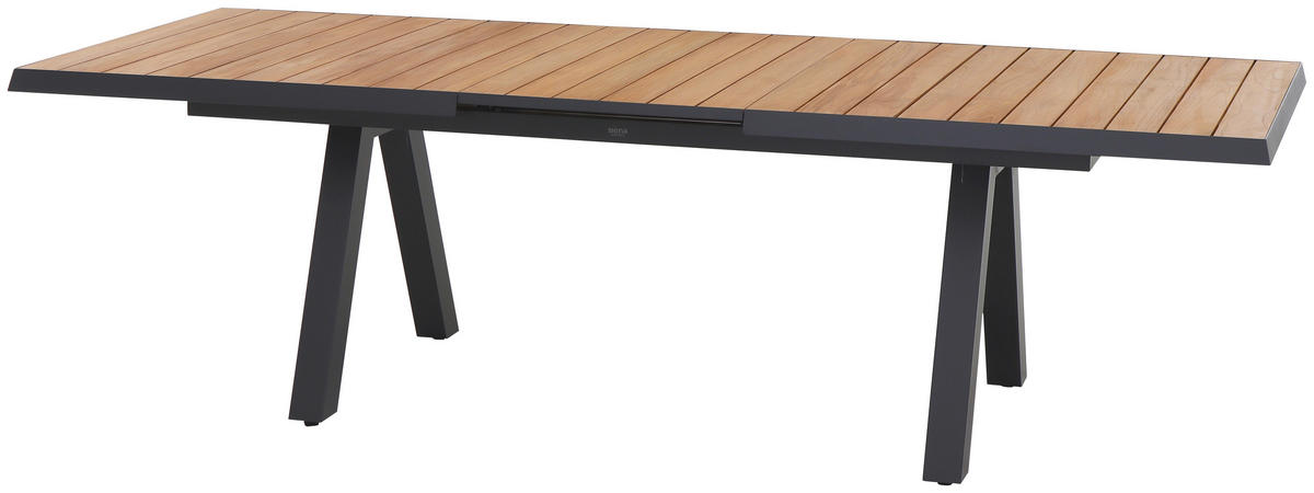 GARTENTISCH 205-265/103/76 cm Holz, Metall rechteckig  - Anthrazit/Teakfarben, Basics, Holz/Metall (205-265/103/76cm) - Siena Garden