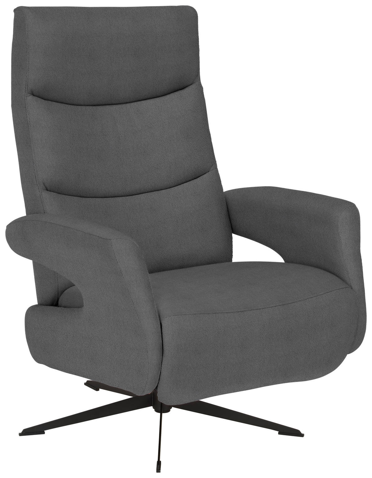 RELAXSESSEL Mikrofaser Relaxfunktion    - Schwarz/Grau, Design, Textil/Metall (75/106/89cm) - Welnova