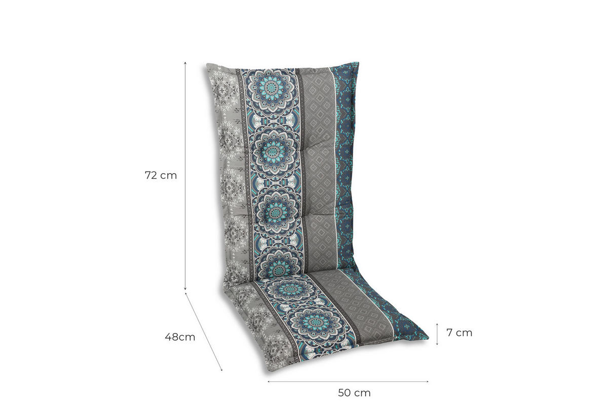 SESSELAUFLAGENSET Ornament  - Blau/Hellgrau, Basics, Textil (50/7/120cm)