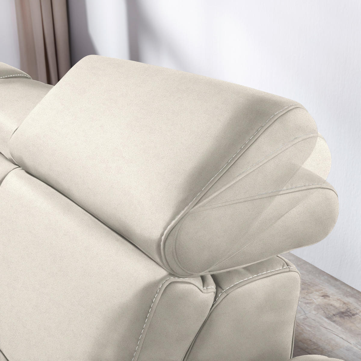 ECKSOFA in Flachgewebe, Mikrofaser Ecru  239/271 cm  - Ecru/Beige, Design, Textil/Metall (239/271cm) - Cantus