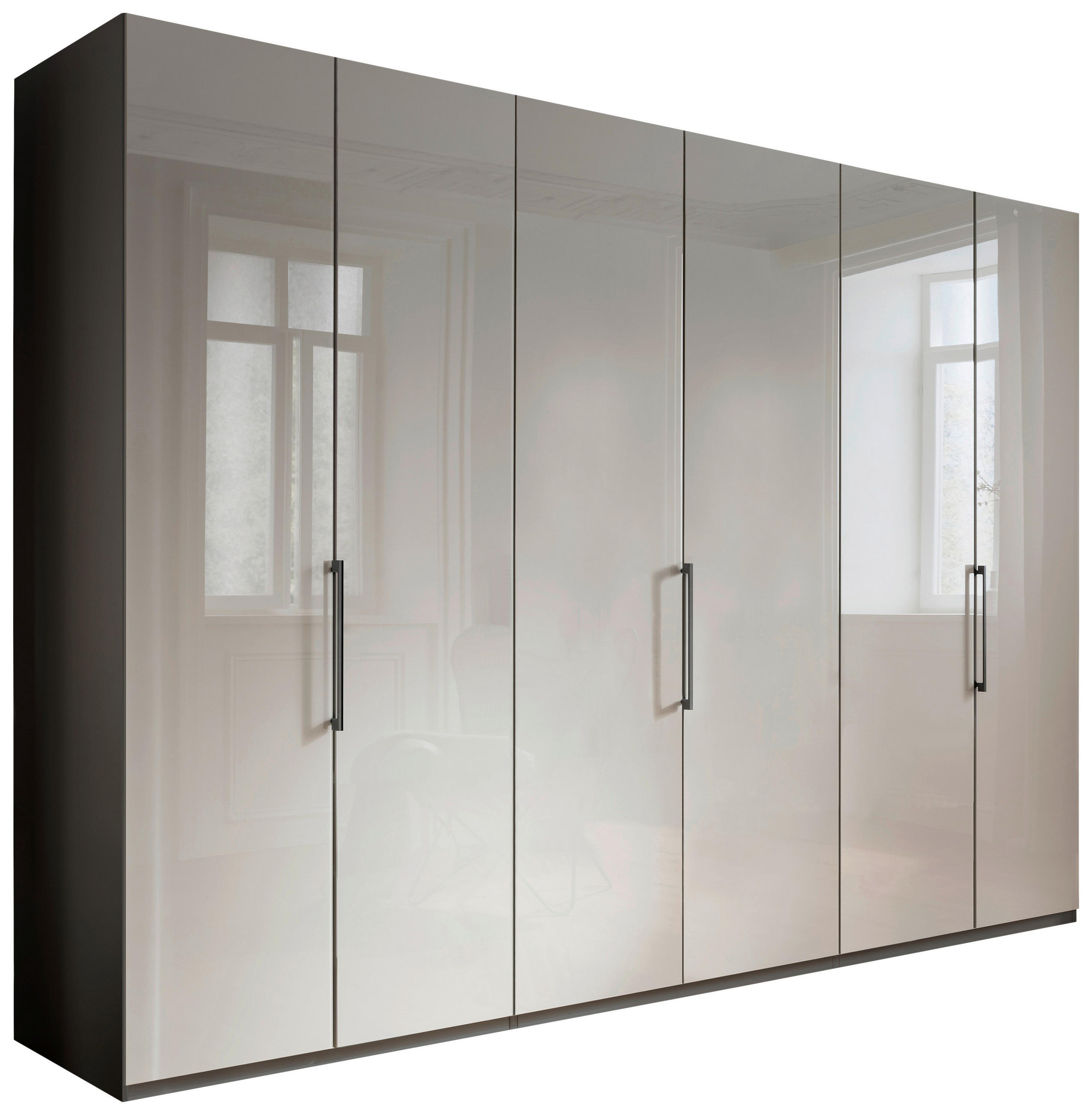 FALTTÜRENSCHRANK 300/236/58 cm 6-türig Grau, Hellgrau  - Schieferfarben/Hellgrau, KONVENTIONELL, Glas/Holzwerkstoff (300/236/58cm) - Novel