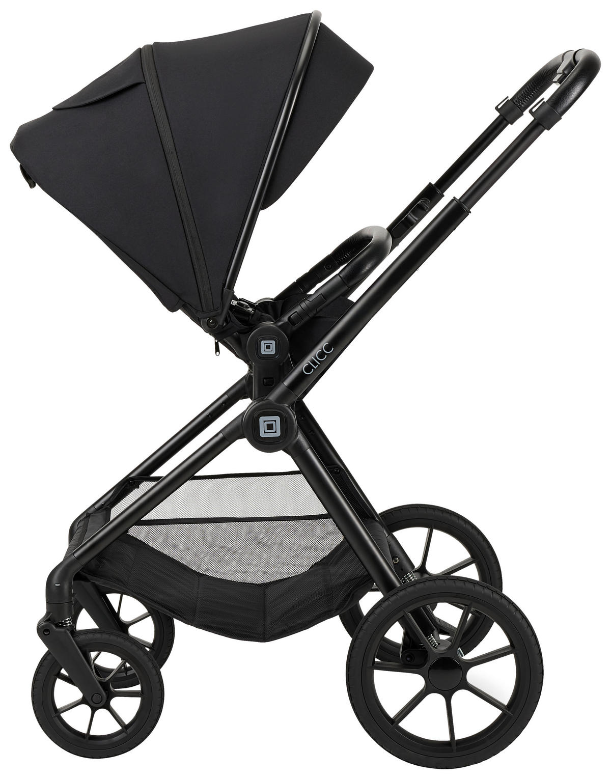 KINDERWAGENSET CLICC  - Schwarz, Basics, Textil/Metall (61/114/84cm) - Moon