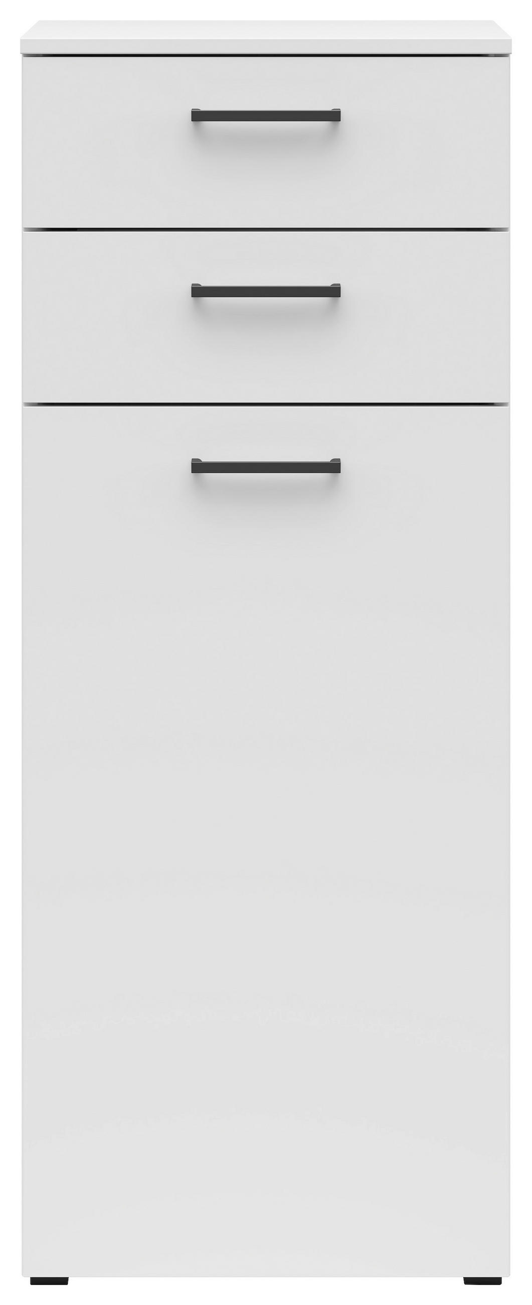 KOMODA, bílá, 45/115/40 cm - bílá/černá, Moderní, kompozitní dřevo/plast (45/115/40cm) - Carryhome