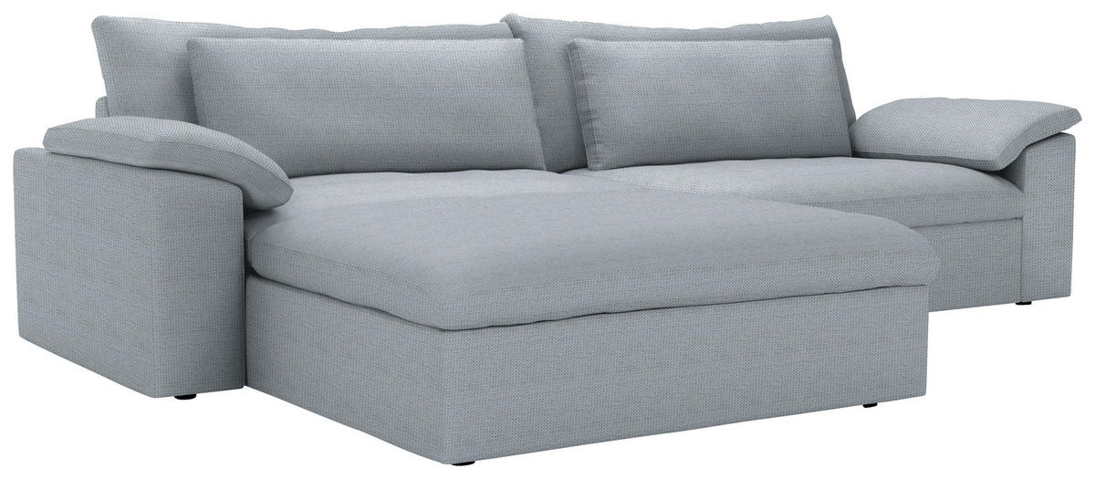 ECKSOFA  Chenille Hellgrau  - Hellgrau/Schwarz, Modern, Kunststoff/Textil (198/306cm) - Carryhome