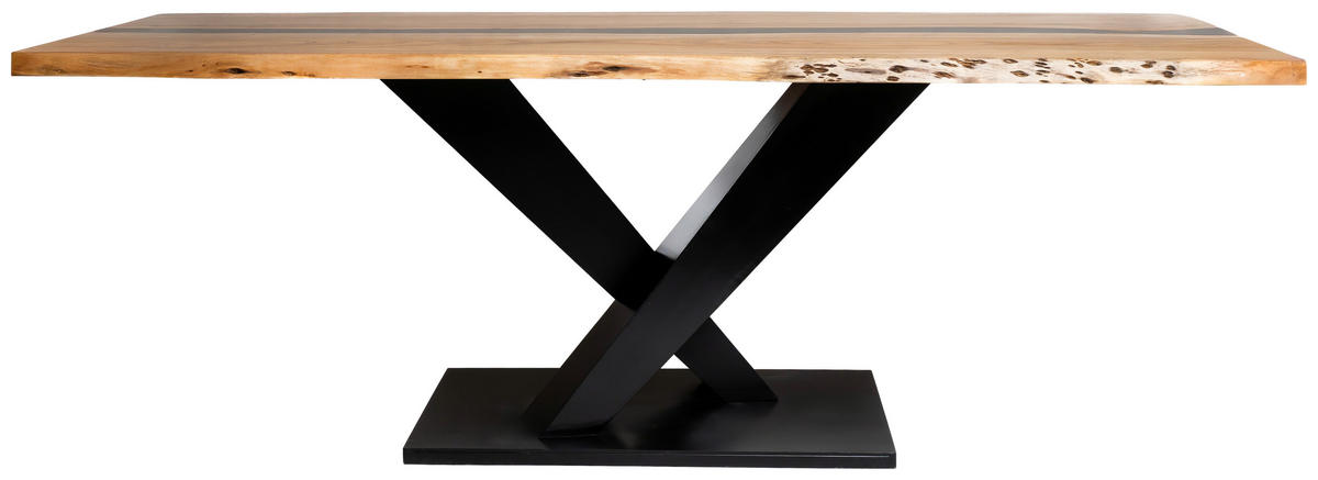 ESSTISCH 220/76/100 cm Echtholz  Holz, Metall rechteckig Schwarz, Akaziefarben  - Schwarz/Akaziefarben, LIFESTYLE, Holz/Metall (220/76/100cm) - Landscape
