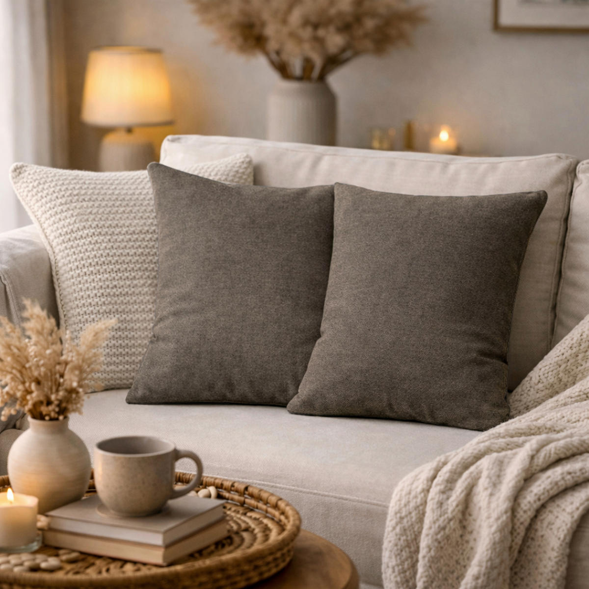 KISSENHÜLLEN-SET ELMER 40/40 cm  - Grau, Basics, Textil (40/40cm)