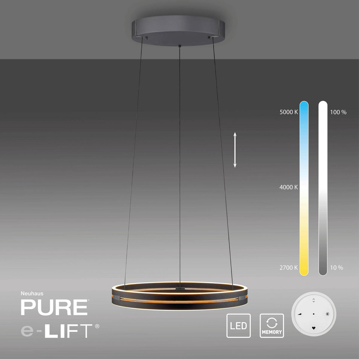 ZÁVĚSNÉ LED SVÍTIDLO, 50/50/350 cm  - černá, Basics, kov (50/50/350cm) - Neuhaus PURE