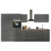 KÜCHENBLOCK   in Graphitfarben  - Schwarz/Graphitfarben, Basics, Holzwerkstoff/Metall (370/211/60cm) - Xora