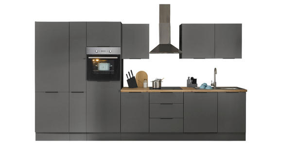 KÜCHENBLOCK   in Graphitfarben  - Schwarz/Graphitfarben, Basics, Holzwerkstoff/Metall (370/211/60cm) - Xora