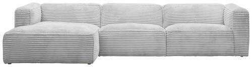 ECKSOFA in Cord Grau  - Schwarz/Grau, Design, Kunststoff/Textil (163/332cm) - Livetastic