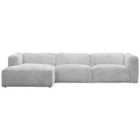 ECKSOFA in Cord Grau  - Schwarz/Grau, Design, Kunststoff/Textil (163/332cm) - Livetastic