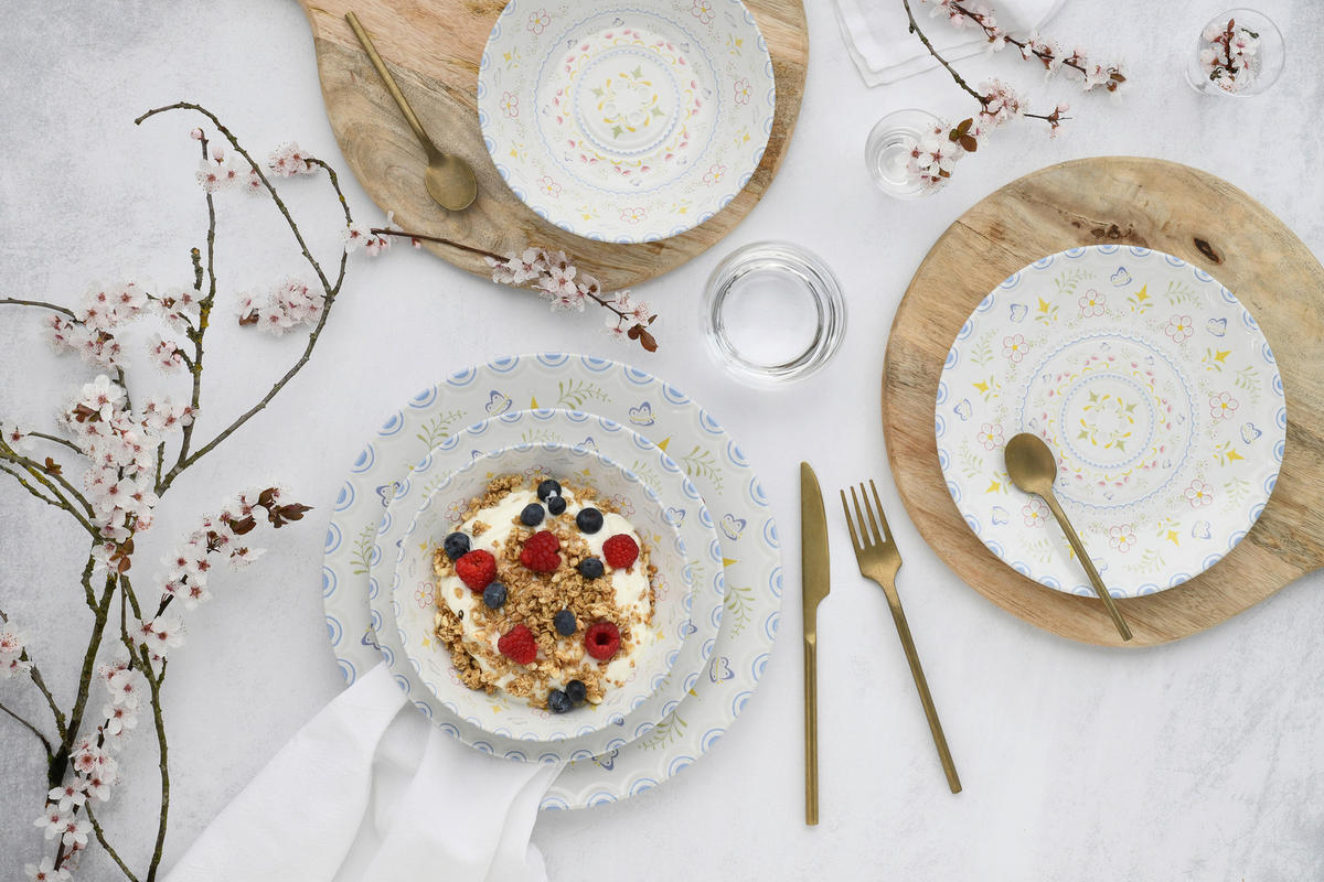 TAFELSERVICE Multicolor, Weiß Primavera Pastell 12-teilig  - Multicolor/Weiß, Basics, Keramik - Creatable