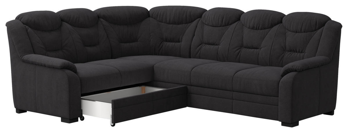ECKSOFA in Chenille Schwarz  211/263 cm  - Schwarz, Basics, Kunststoff/Textil (211/263cm) - MID.YOU
