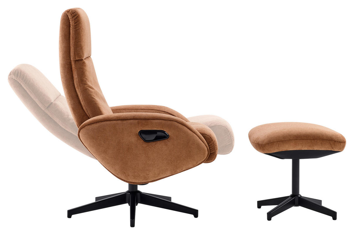 RELAXSESSELSET BASTY Webstoff Hocker    - Rostfarben/Schwarz, Design, Textil/Metall (75/107/77cm) - Livetastic