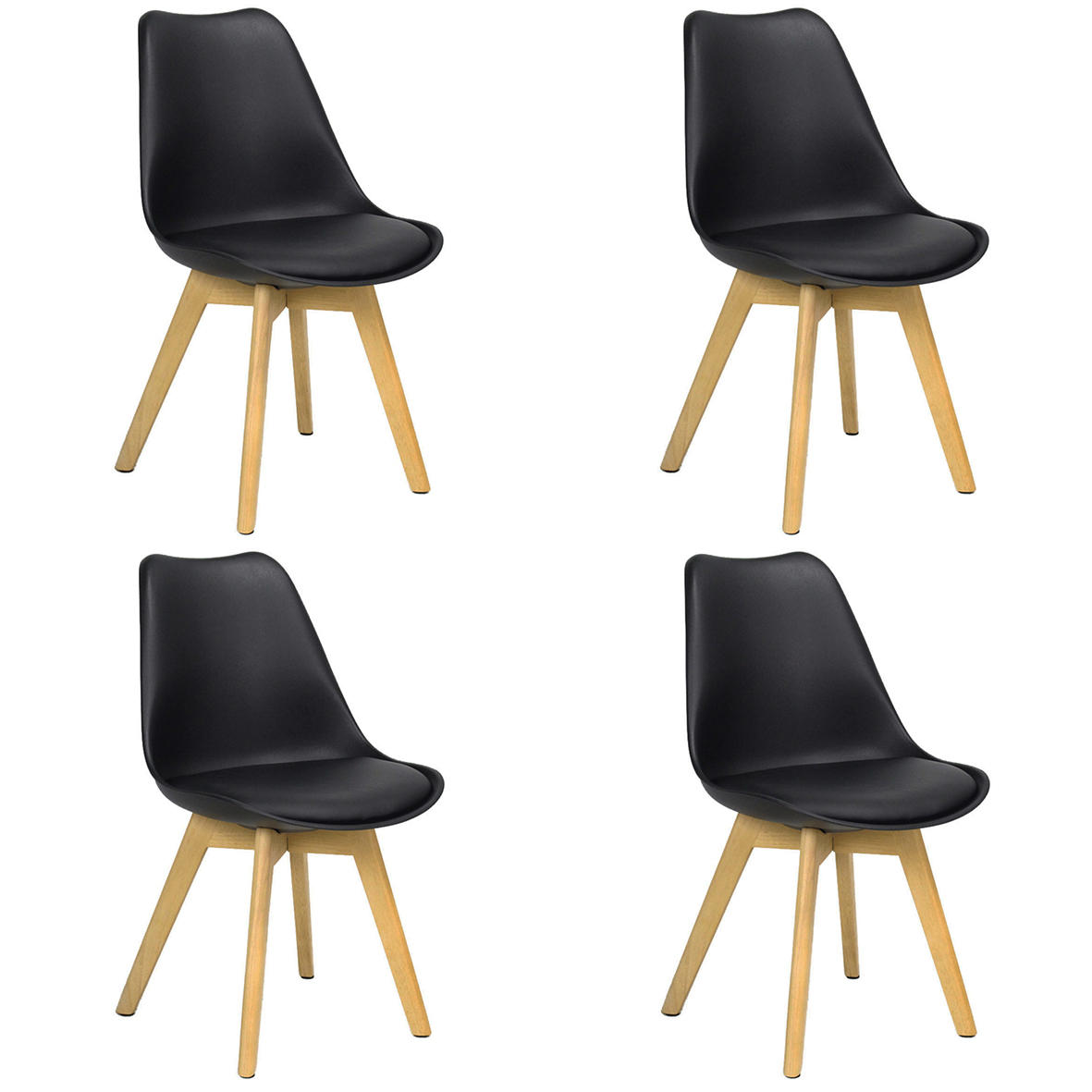 STUHL-SET 4 Stück  in  - Schwarz/Naturfarben, MODERN, Holz/Kunststoff (48/83/48cm) - MID.YOU