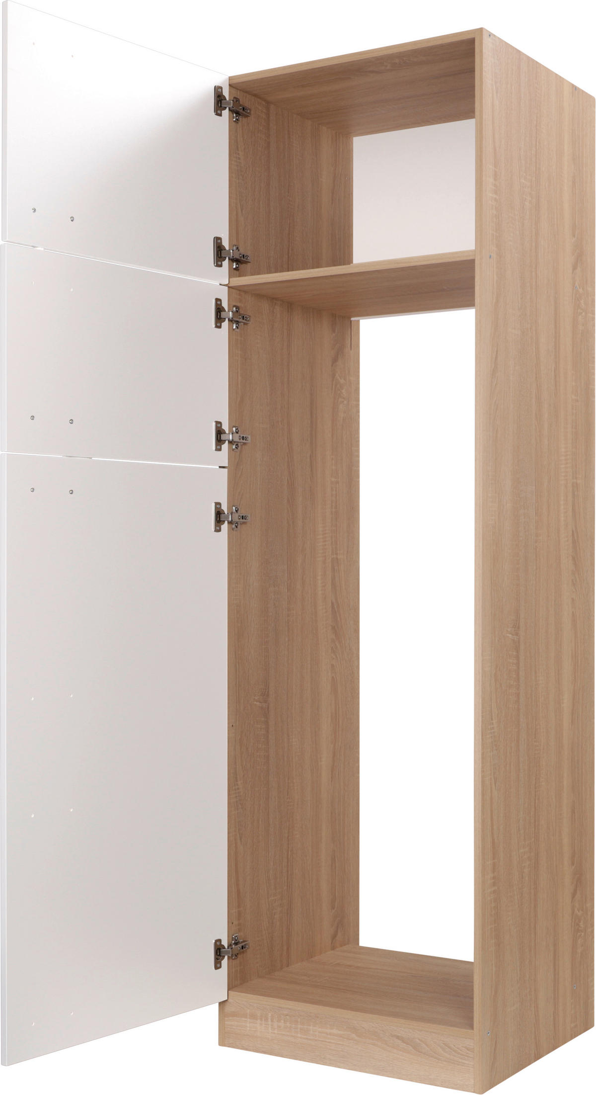 GERÄTEUMBAUSCHRANK 60/200/60 cm  in Weiß, Eichefarben  - Eichefarben/Silberfarben, Basics, Holzwerkstoff/Metall (60/200/60cm) - Respekta