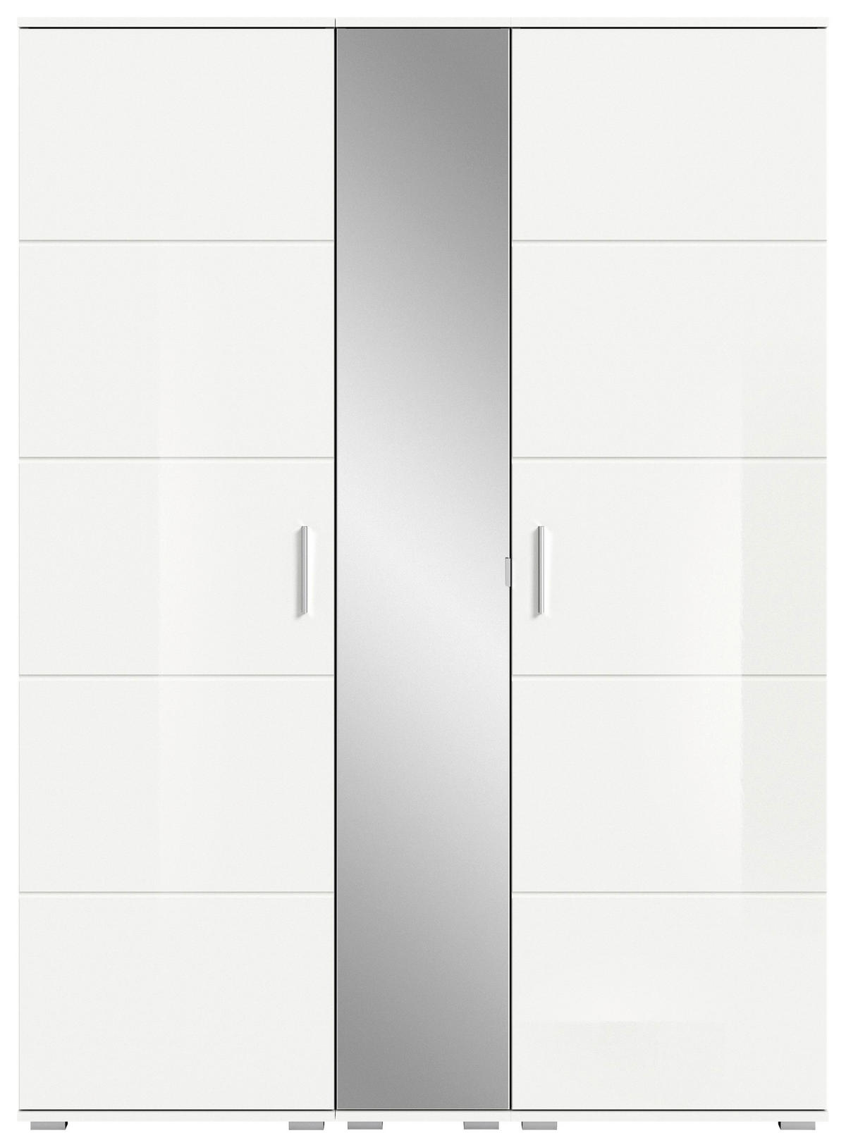 GARDEROBENSCHRANK Prego  in 140/191/37 cm  - Weiß Hochglanz/Weiß, Design, Glas/Holzwerkstoff (140/191/37cm) - Xora