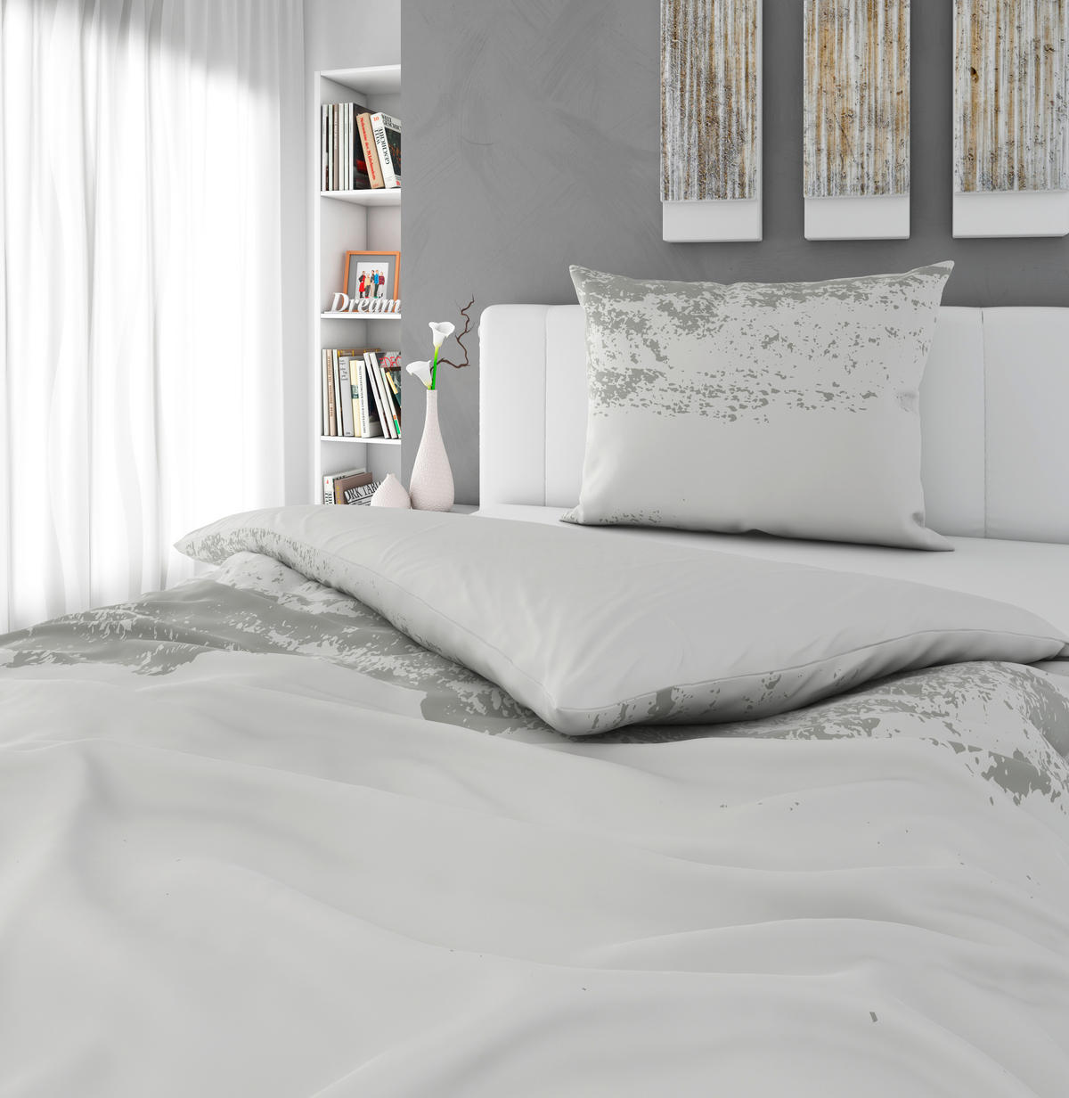 POSTELJINA SA DVA LICA 140/200 cm saten siva  - siva, Osnovno, tekstil (140/200cm) - Esposa