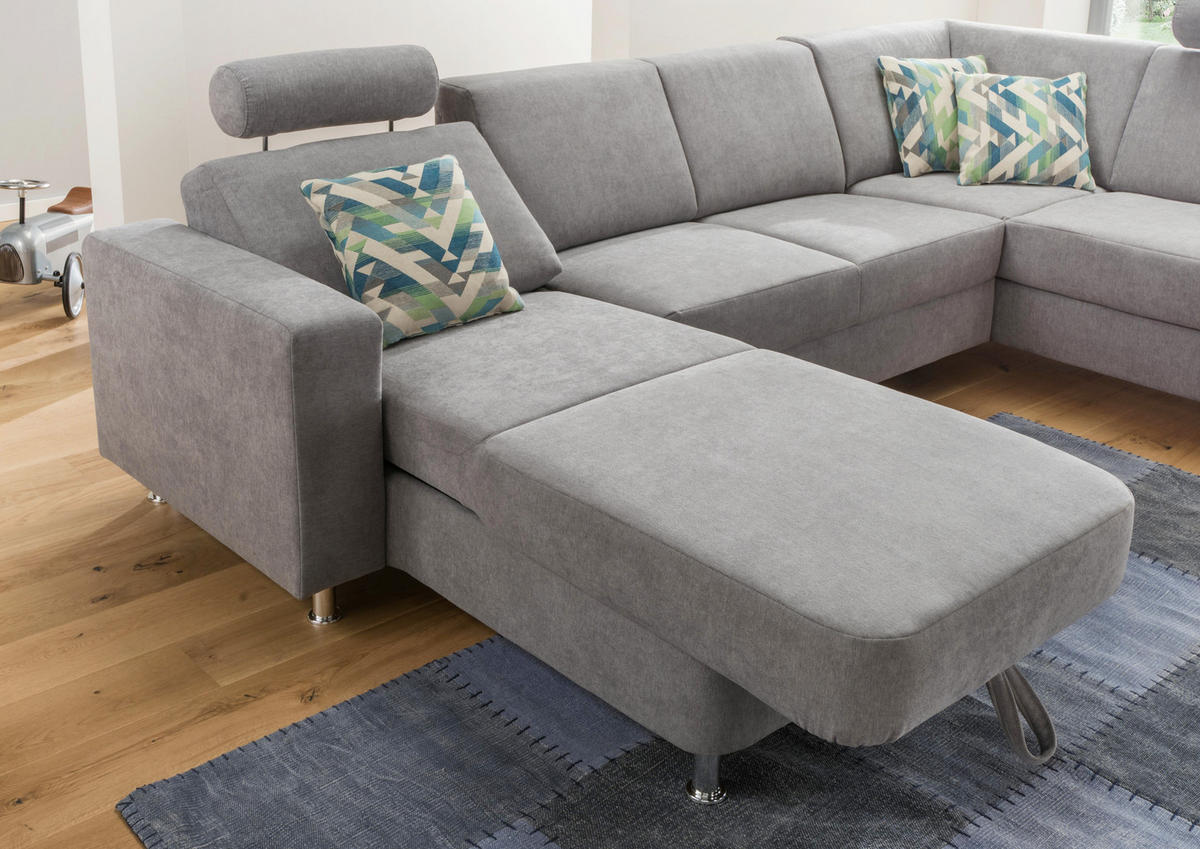 SEDEŽNA GARNITURA, šenilja modra  - barve kroma/modra, Design, umetna masa/tekstil (198/301/165cm) - Xora