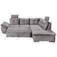 ECKSOFA  in Mikrovelours Hellgrau  - Hellgrau/Schwarz, KONVENTIONELL, Kunststoff/Textil (265/217cm) - Carryhome