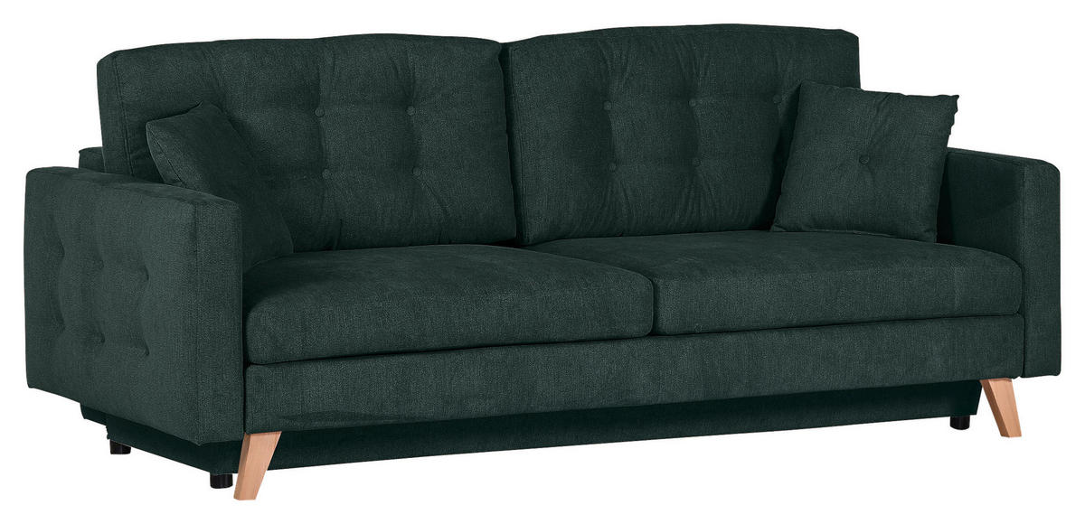 BÄDDSOFFA i flatväv mörkgrön  - mörkgrön/naturfärgad, Klassisk, textil (225/70/98cm) - Livetastic