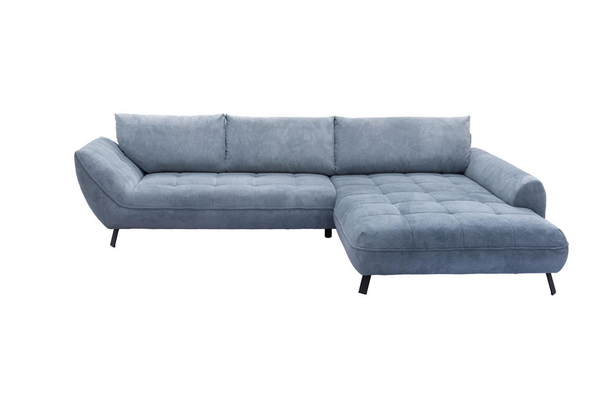 ECKSOFA in Struktur Blau  - Blau/Schwarz, Design, Textil/Metall (324/205cm) - Livetastic