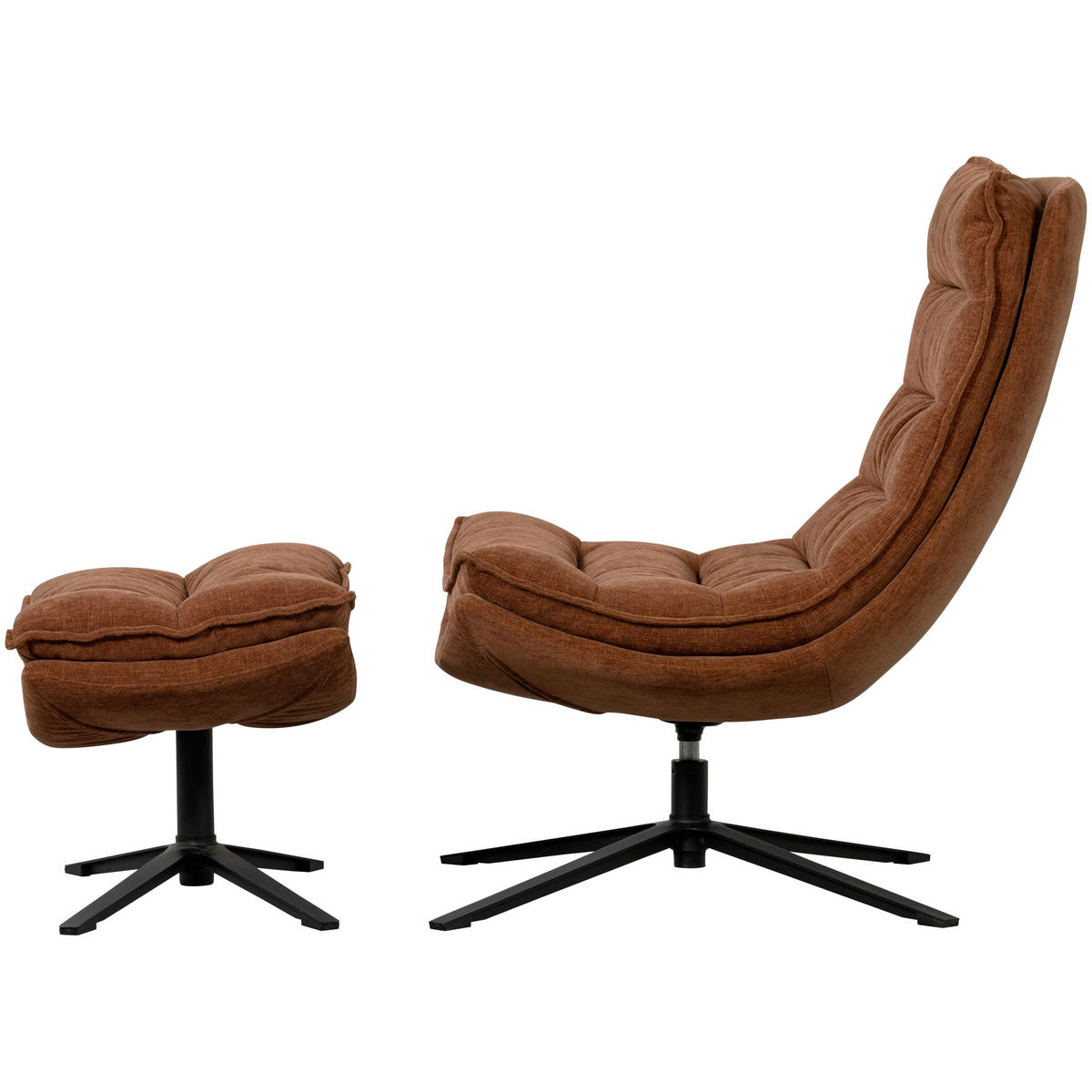 SESSELSET in Chenille Braun  - Schwarz/Braun, Design, Textil/Metall (77/97/69cm) - Livetastic