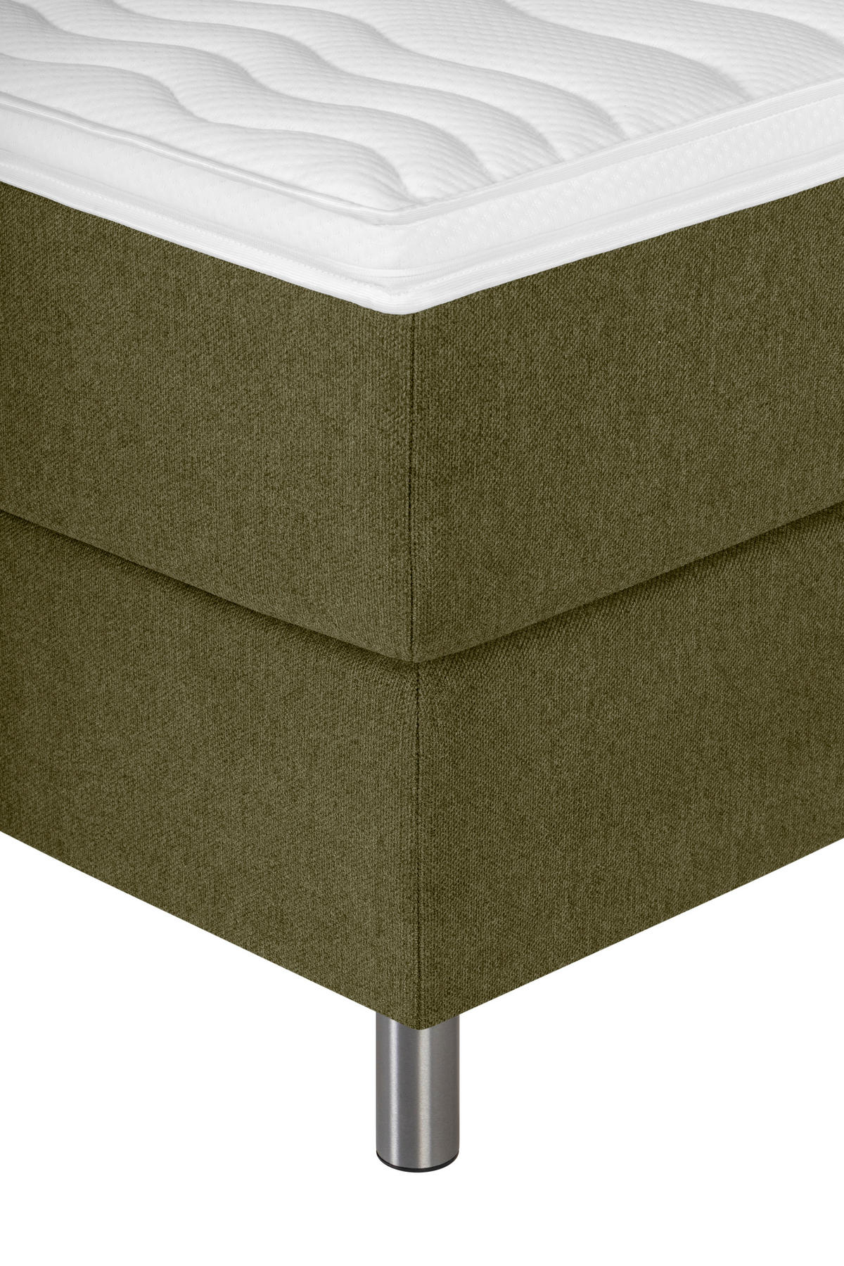 BOXSPRINGBETT 180/200 cm  in Olivgrün  - Silberfarben/Olivgrün, KONVENTIONELL, Textil/Metall (180/200cm) - Welnova