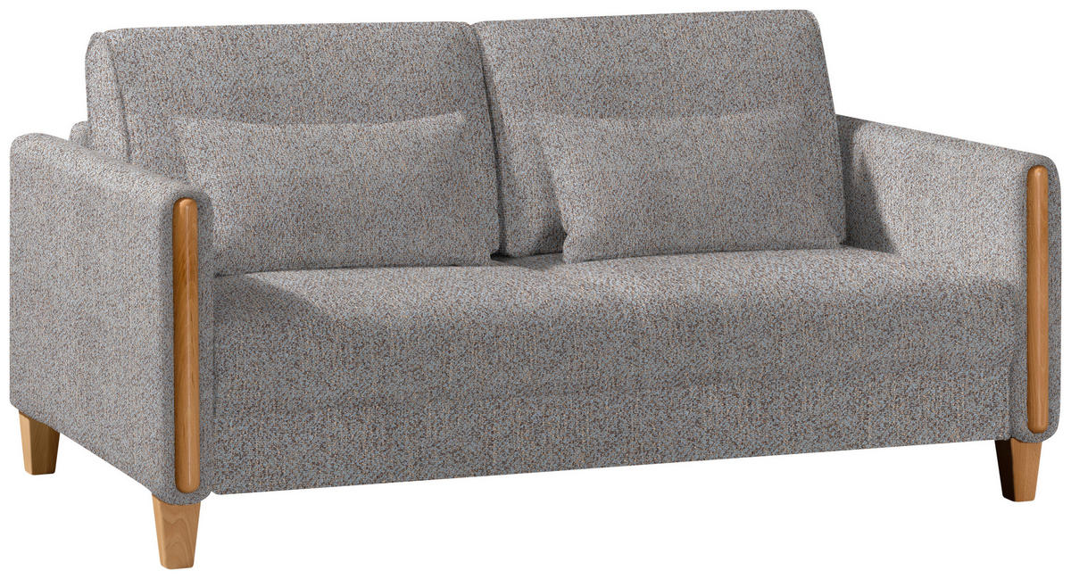 SCHLAFSOFA Webstoff Blau, Braun, Buchefarben Fussart wählbar, Stoffauswahl, Rücken echt, Armteil links, Armteil rechts  - Blau/Buchefarben, Design, Holz/Textil (174/88/104cm) - Niels Andersson