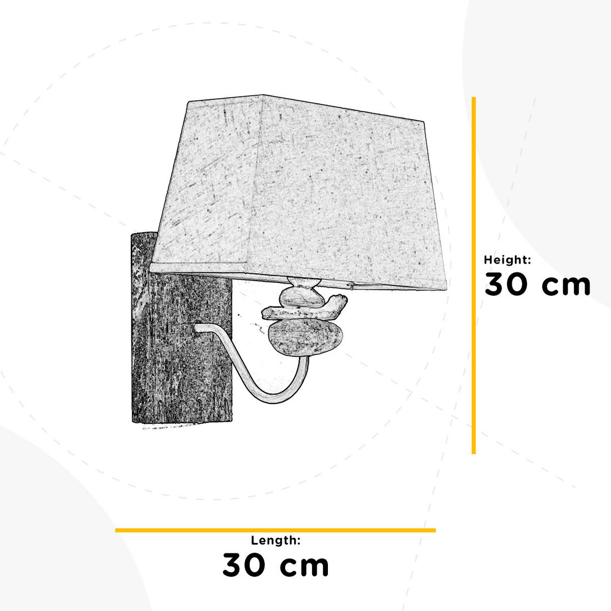 WANDLEUCHTE 30/30/27 cm   - Schwarz/Weiß, KONVENTIONELL, Textil/Stein (30/30/27cm)